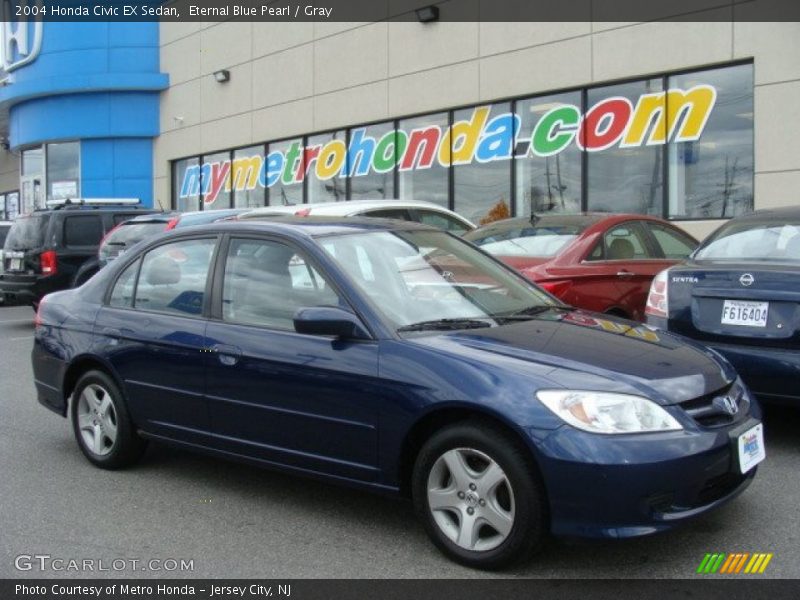 Eternal Blue Pearl / Gray 2004 Honda Civic EX Sedan