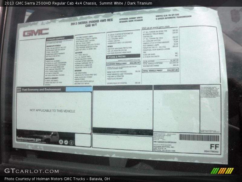 Summit White / Dark Titanium 2013 GMC Sierra 2500HD Regular Cab 4x4 Chassis