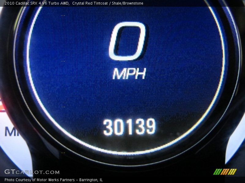 Crystal Red Tintcoat / Shale/Brownstone 2010 Cadillac SRX 4 V6 Turbo AWD