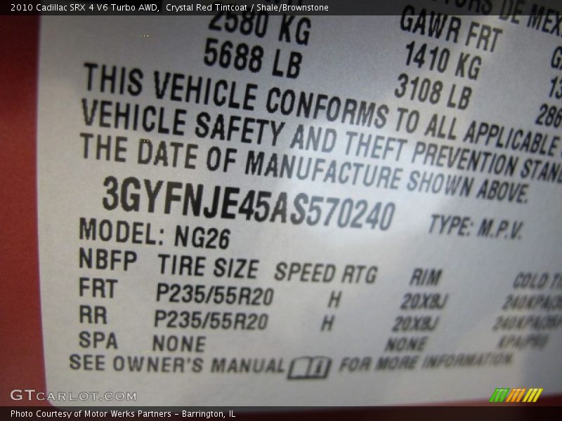 Crystal Red Tintcoat / Shale/Brownstone 2010 Cadillac SRX 4 V6 Turbo AWD