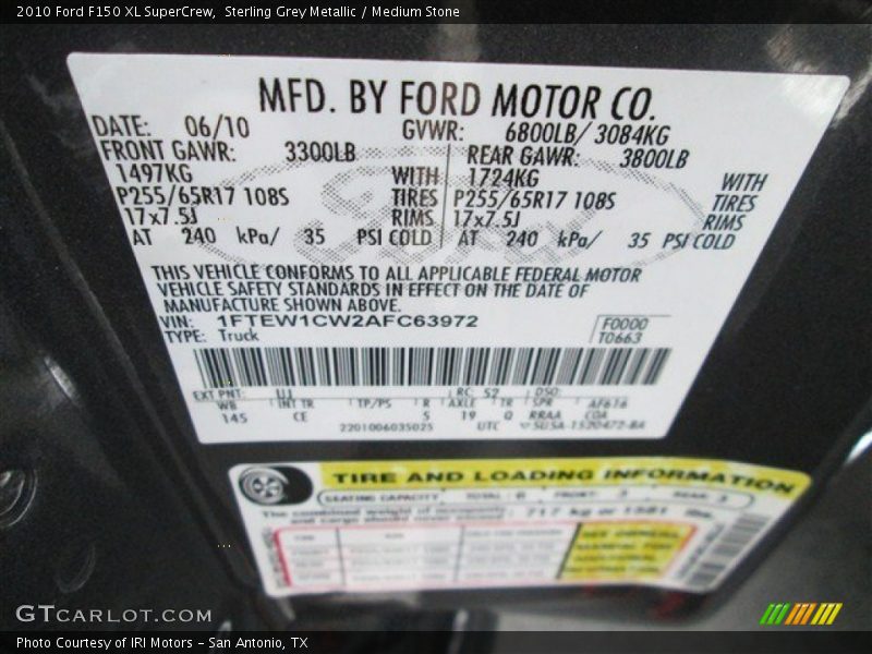 Sterling Grey Metallic / Medium Stone 2010 Ford F150 XL SuperCrew