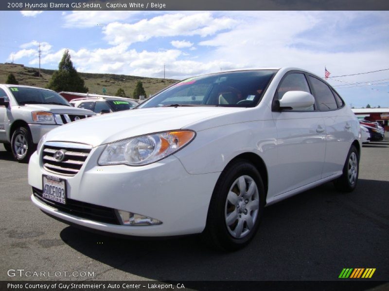 Captiva White / Beige 2008 Hyundai Elantra GLS Sedan