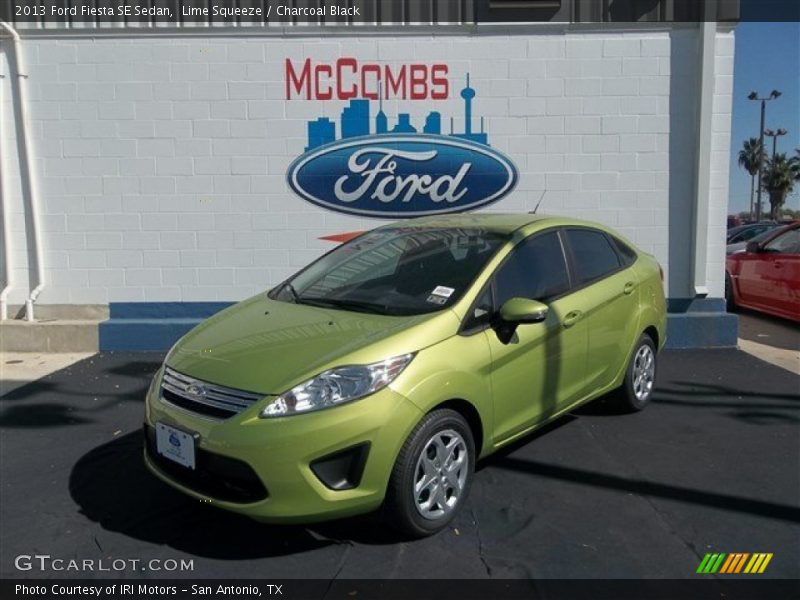 Lime Squeeze / Charcoal Black 2013 Ford Fiesta SE Sedan