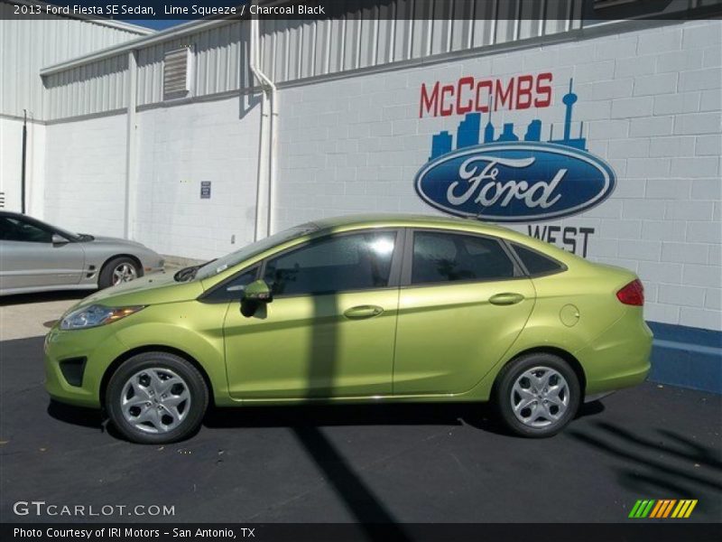 Lime Squeeze / Charcoal Black 2013 Ford Fiesta SE Sedan