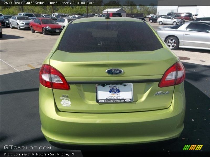 Lime Squeeze / Charcoal Black 2013 Ford Fiesta SE Sedan
