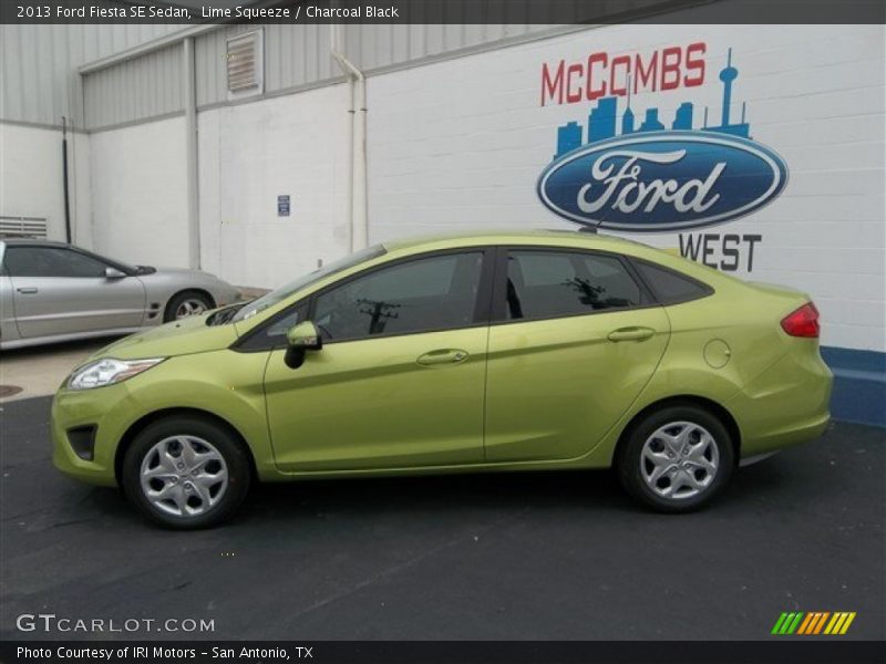 Lime Squeeze / Charcoal Black 2013 Ford Fiesta SE Sedan