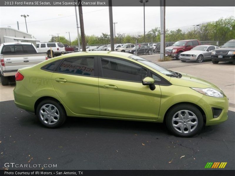 Lime Squeeze / Charcoal Black 2013 Ford Fiesta SE Sedan