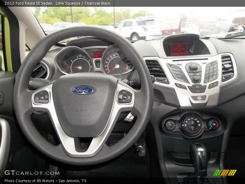 Lime Squeeze / Charcoal Black 2013 Ford Fiesta SE Sedan