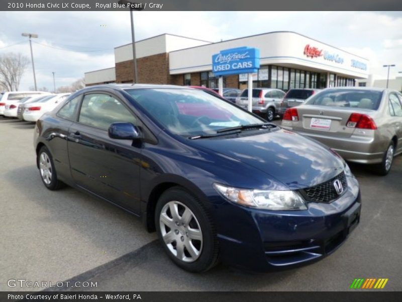 Royal Blue Pearl / Gray 2010 Honda Civic LX Coupe