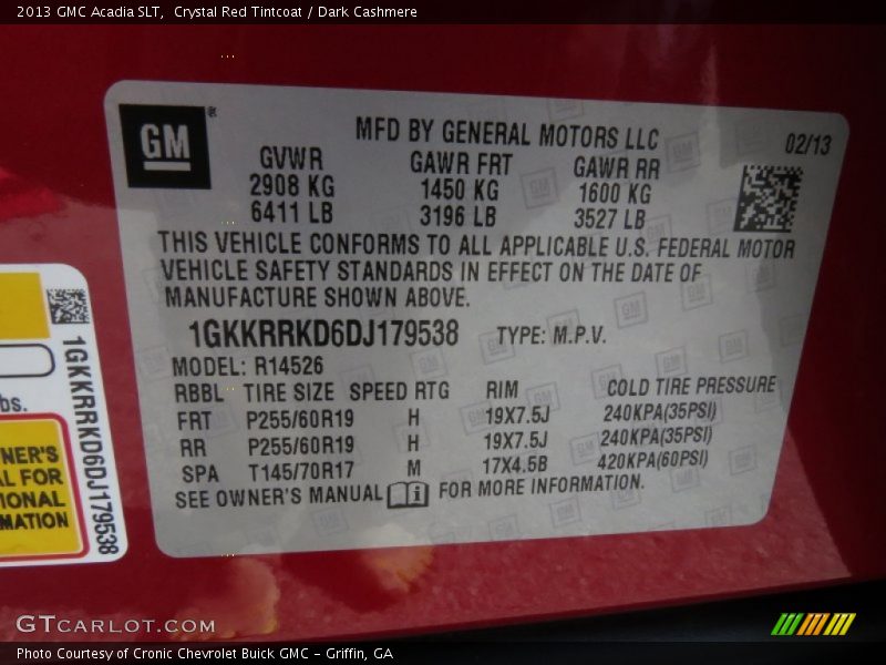 Crystal Red Tintcoat / Dark Cashmere 2013 GMC Acadia SLT