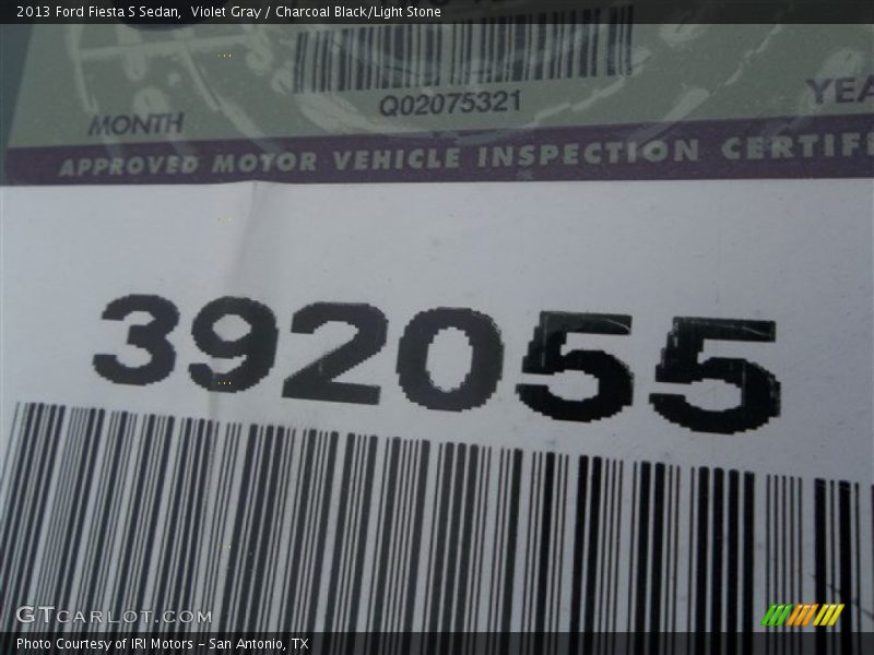 Violet Gray / Charcoal Black/Light Stone 2013 Ford Fiesta S Sedan