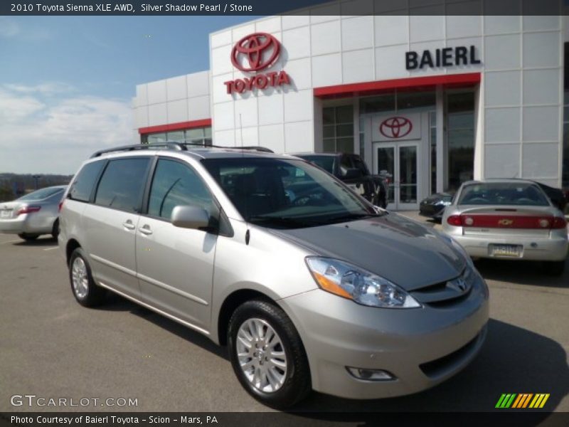 Silver Shadow Pearl / Stone 2010 Toyota Sienna XLE AWD