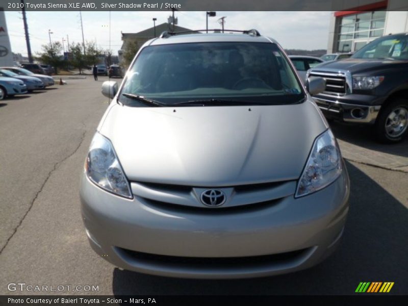 Silver Shadow Pearl / Stone 2010 Toyota Sienna XLE AWD