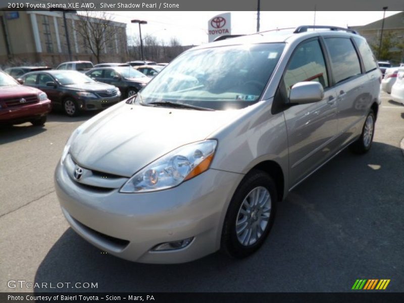 Silver Shadow Pearl / Stone 2010 Toyota Sienna XLE AWD