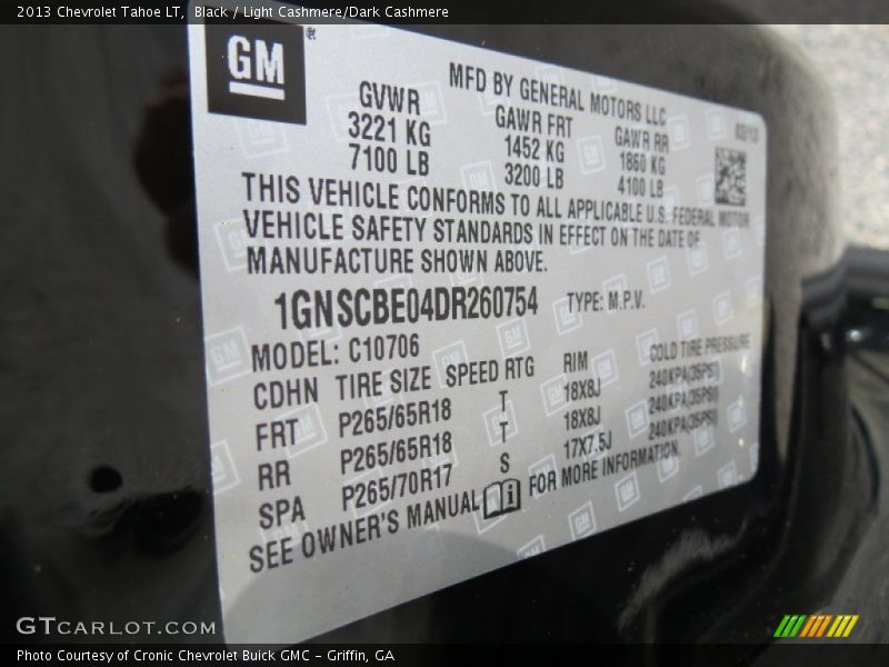 Black / Light Cashmere/Dark Cashmere 2013 Chevrolet Tahoe LT
