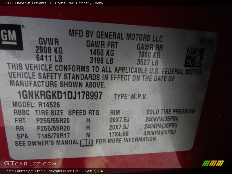 Crystal Red Tintcoat / Ebony 2013 Chevrolet Traverse LT