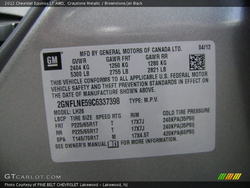 Graystone Metallic / Brownstone/Jet Black 2012 Chevrolet Equinox LT AWD