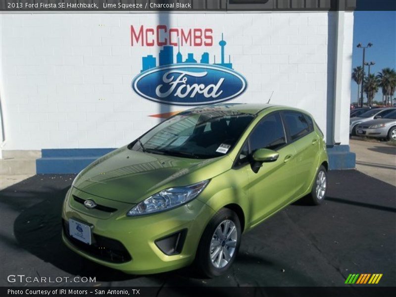 Lime Squeeze / Charcoal Black 2013 Ford Fiesta SE Hatchback