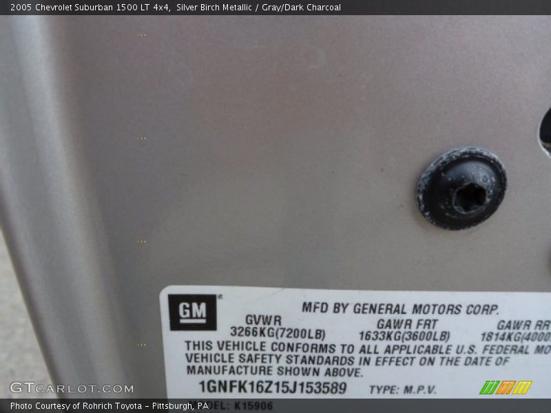 Silver Birch Metallic / Gray/Dark Charcoal 2005 Chevrolet Suburban 1500 LT 4x4