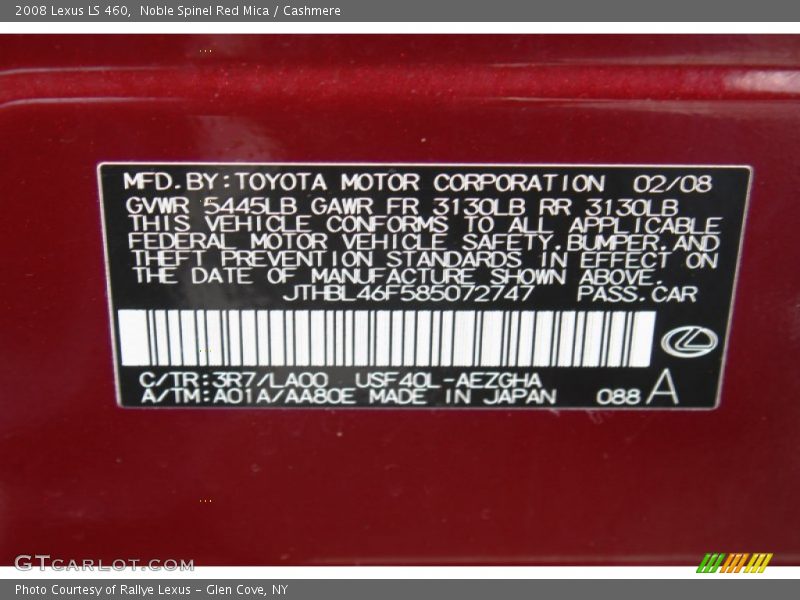 Noble Spinel Red Mica / Cashmere 2008 Lexus LS 460