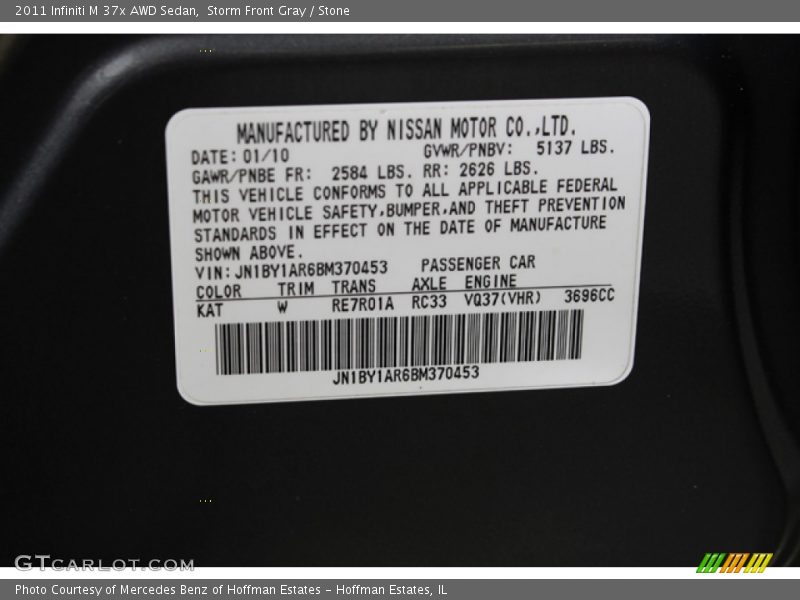 Storm Front Gray / Stone 2011 Infiniti M 37x AWD Sedan