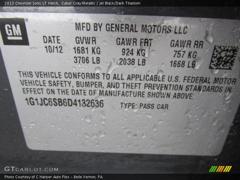 Cyber Gray Metallic / Jet Black/Dark Titanium 2013 Chevrolet Sonic LT Hatch