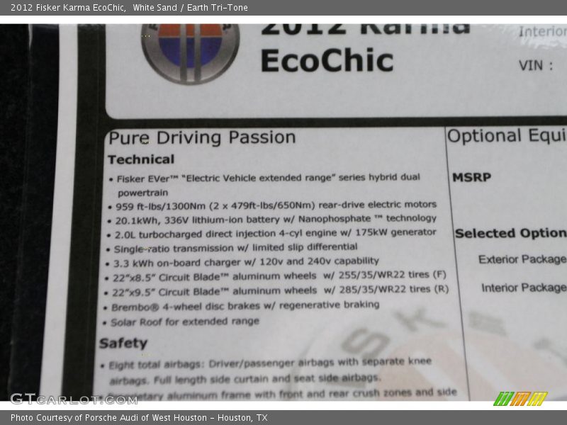  2012 Karma EcoChic Window Sticker