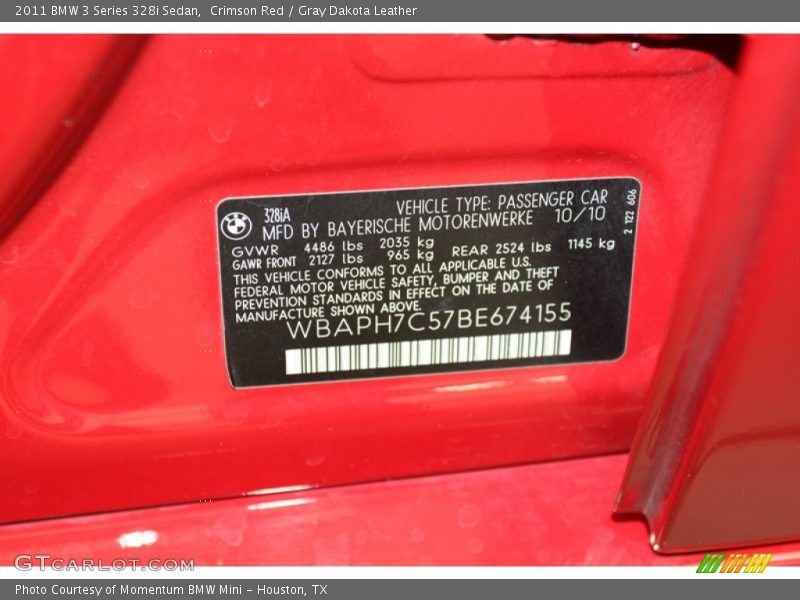 Crimson Red / Gray Dakota Leather 2011 BMW 3 Series 328i Sedan