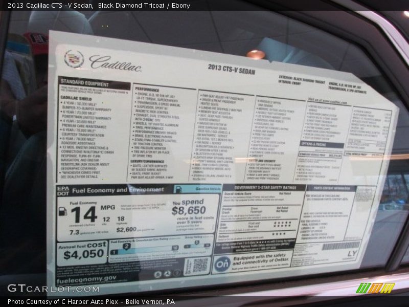  2013 CTS -V Sedan Window Sticker