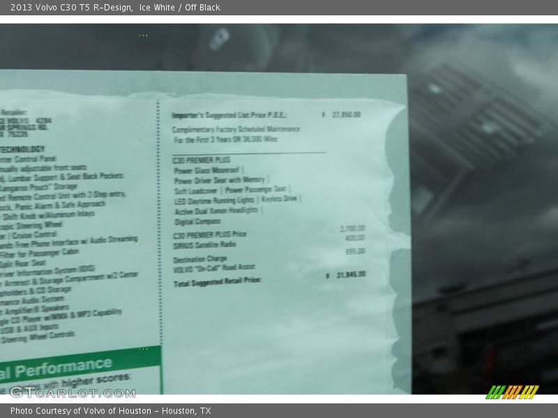 Ice White / Off Black 2013 Volvo C30 T5 R-Design