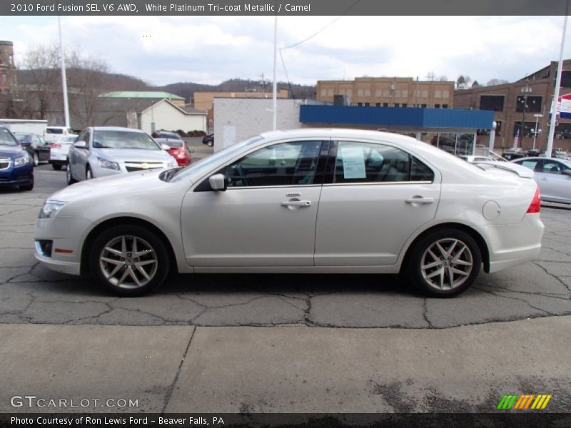 White Platinum Tri-coat Metallic / Camel 2010 Ford Fusion SEL V6 AWD