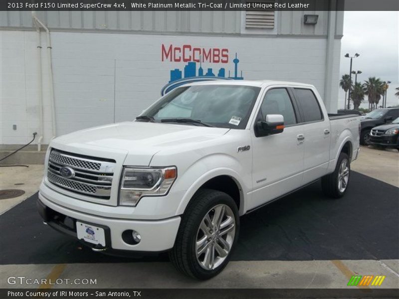 White Platinum Metallic Tri-Coat / Limited Unique Red Leather 2013 Ford F150 Limited SuperCrew 4x4