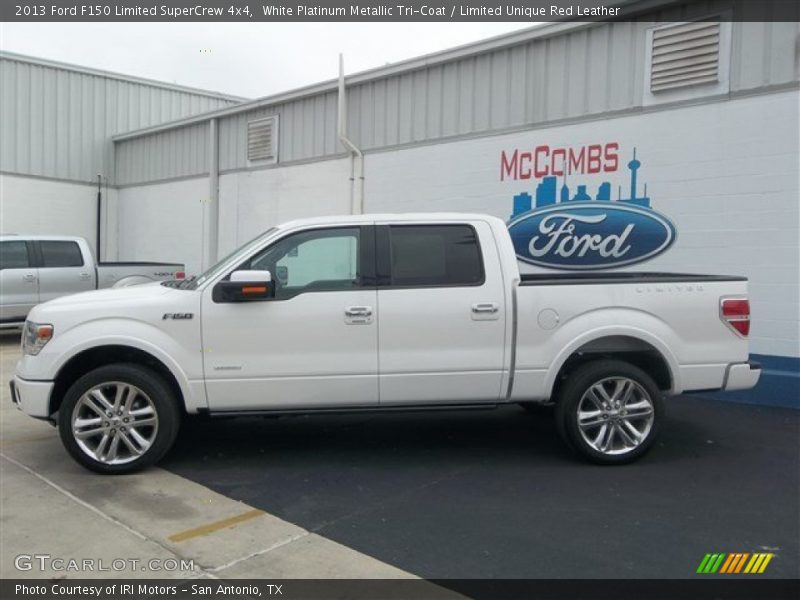 White Platinum Metallic Tri-Coat / Limited Unique Red Leather 2013 Ford F150 Limited SuperCrew 4x4