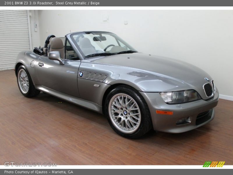 Steel Grey Metallic / Beige 2001 BMW Z3 3.0i Roadster