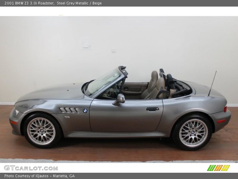 Steel Grey Metallic / Beige 2001 BMW Z3 3.0i Roadster