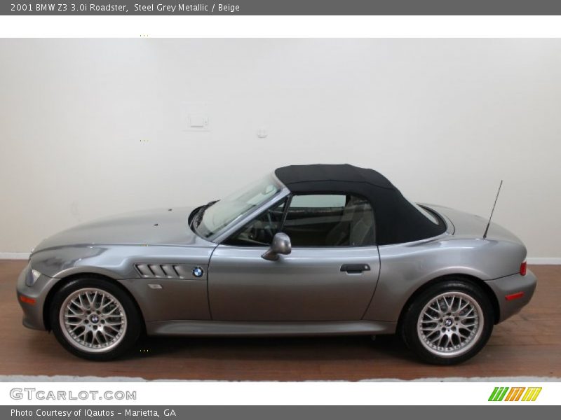 Steel Grey Metallic / Beige 2001 BMW Z3 3.0i Roadster