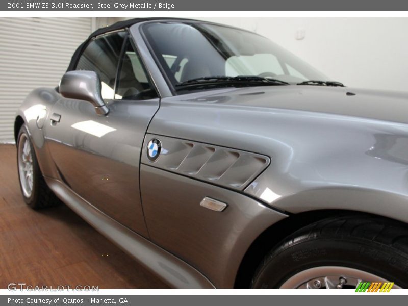 Steel Grey Metallic / Beige 2001 BMW Z3 3.0i Roadster