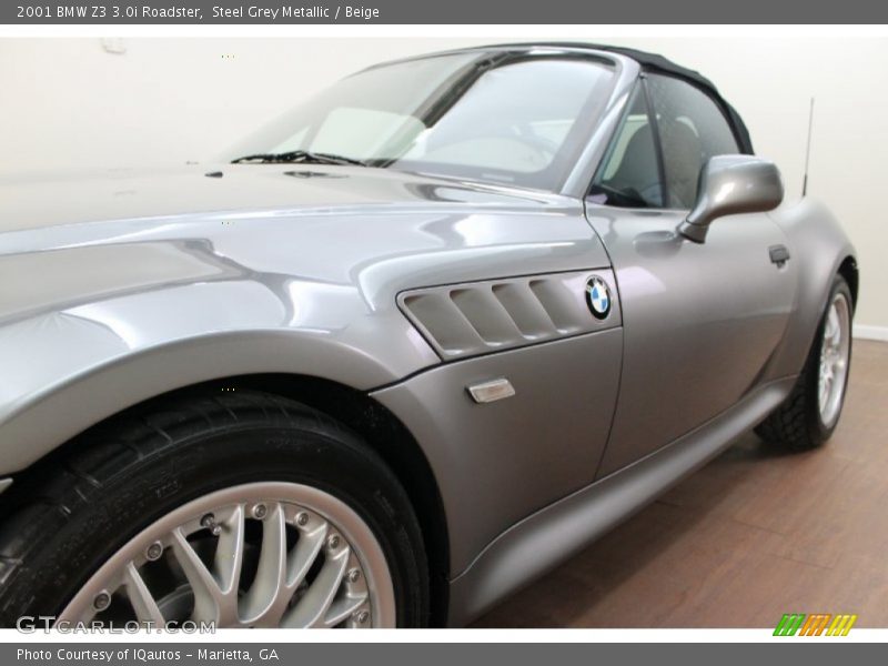 Steel Grey Metallic / Beige 2001 BMW Z3 3.0i Roadster