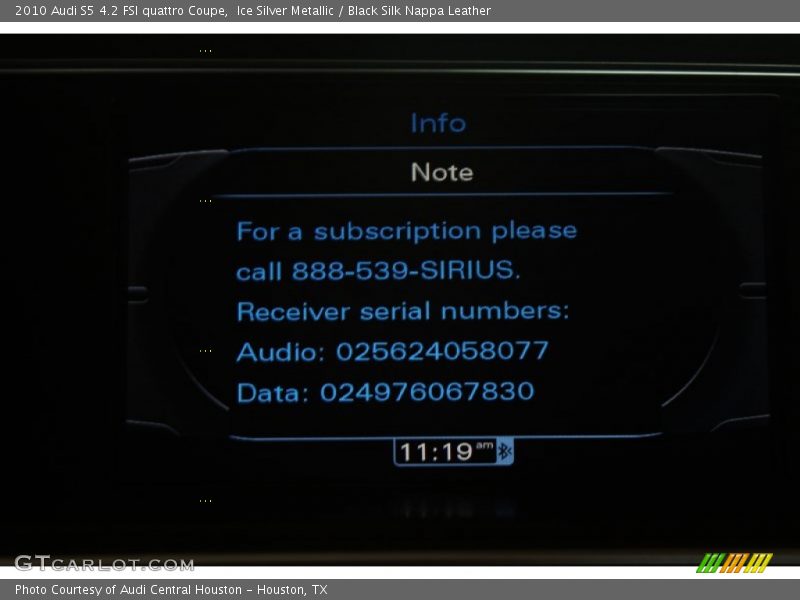Ice Silver Metallic / Black Silk Nappa Leather 2010 Audi S5 4.2 FSI quattro Coupe