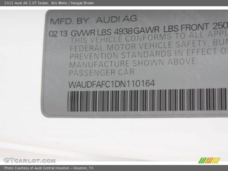 Ibis White / Nougat Brown 2013 Audi A6 2.0T Sedan