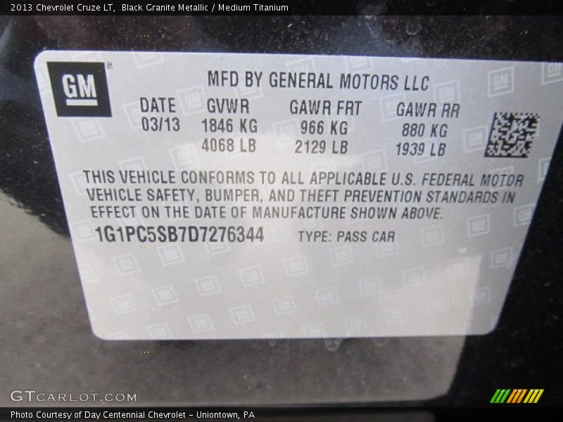 Black Granite Metallic / Medium Titanium 2013 Chevrolet Cruze LT