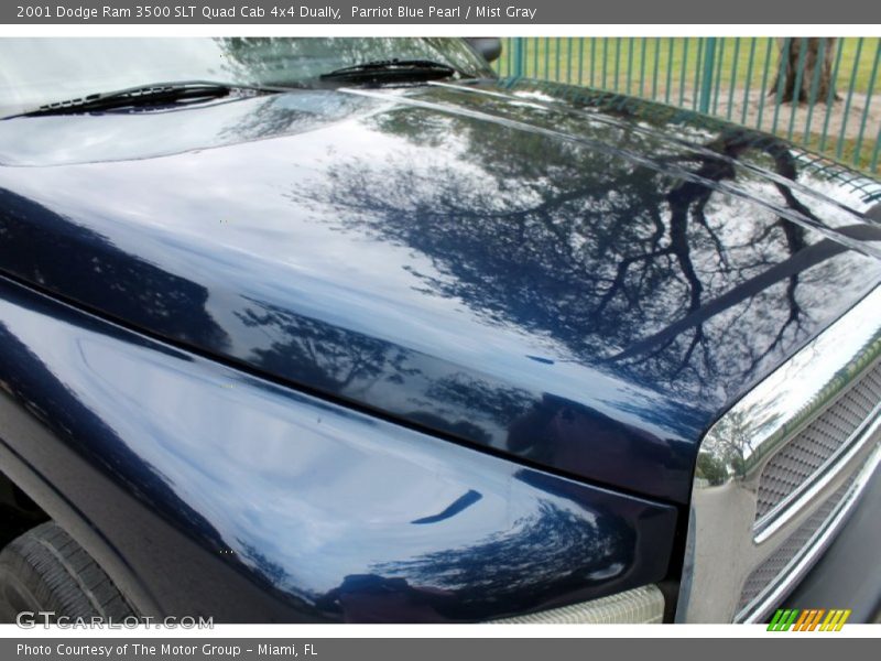 Parriot Blue Pearl / Mist Gray 2001 Dodge Ram 3500 SLT Quad Cab 4x4 Dually