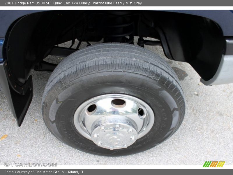 Parriot Blue Pearl / Mist Gray 2001 Dodge Ram 3500 SLT Quad Cab 4x4 Dually