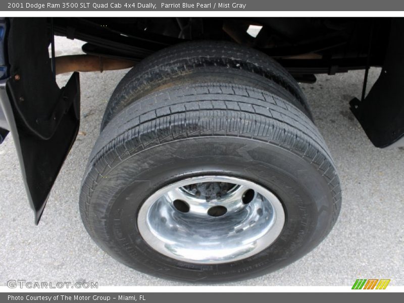 Parriot Blue Pearl / Mist Gray 2001 Dodge Ram 3500 SLT Quad Cab 4x4 Dually