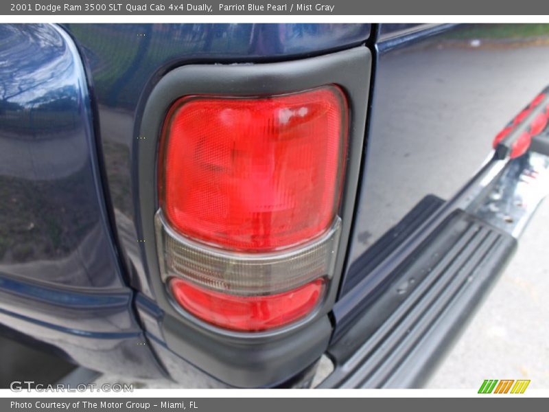 Parriot Blue Pearl / Mist Gray 2001 Dodge Ram 3500 SLT Quad Cab 4x4 Dually