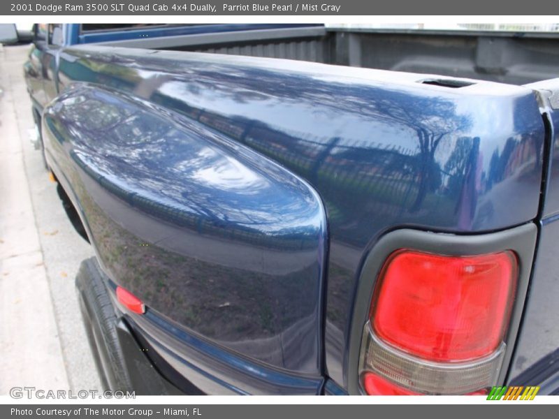 Parriot Blue Pearl / Mist Gray 2001 Dodge Ram 3500 SLT Quad Cab 4x4 Dually