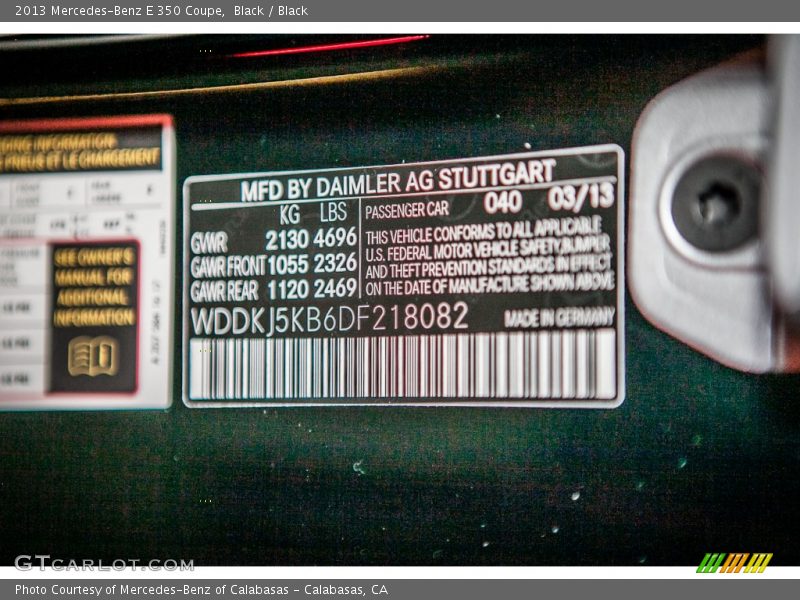 Black / Black 2013 Mercedes-Benz E 350 Coupe