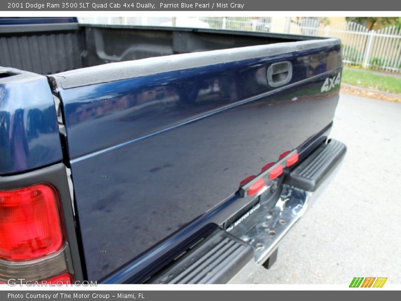 Parriot Blue Pearl / Mist Gray 2001 Dodge Ram 3500 SLT Quad Cab 4x4 Dually