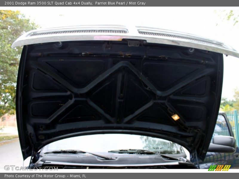 Parriot Blue Pearl / Mist Gray 2001 Dodge Ram 3500 SLT Quad Cab 4x4 Dually