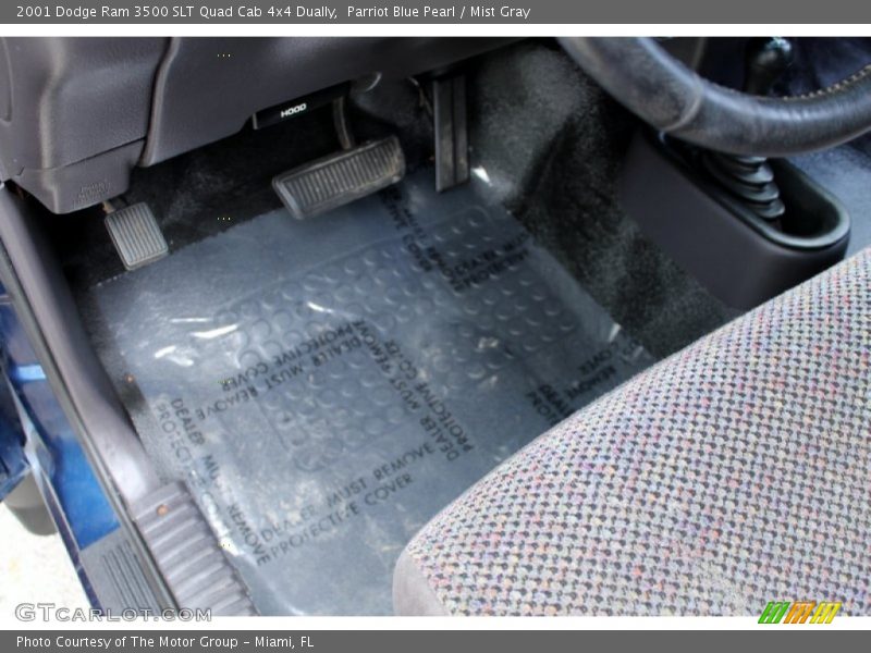 Parriot Blue Pearl / Mist Gray 2001 Dodge Ram 3500 SLT Quad Cab 4x4 Dually